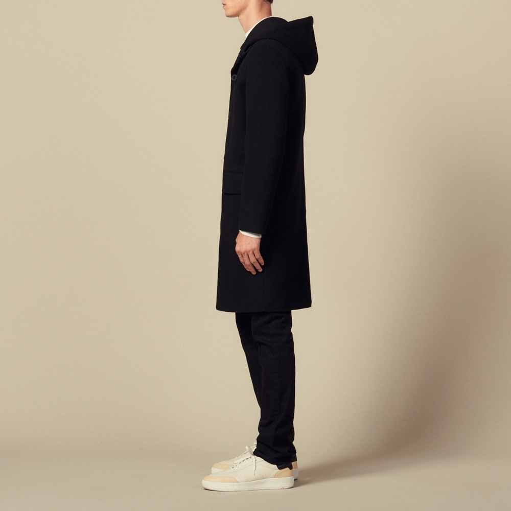 Sandro hooded wool mens coat.